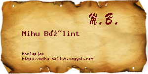 Mihu Bálint névjegykártya